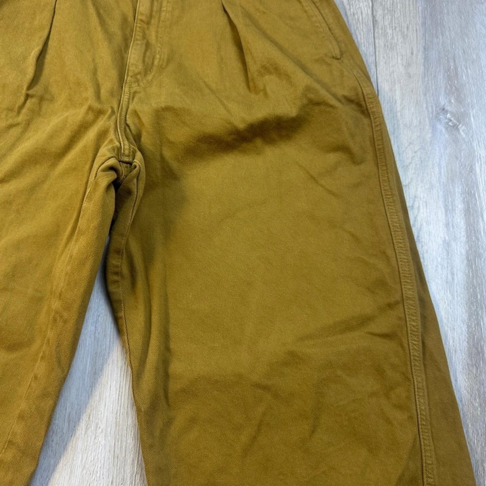 Uniqlo Denim Pleated Trousers Womens 29x30 Mustard Yellow Pants Baggy Loose - Picture 2 of 10